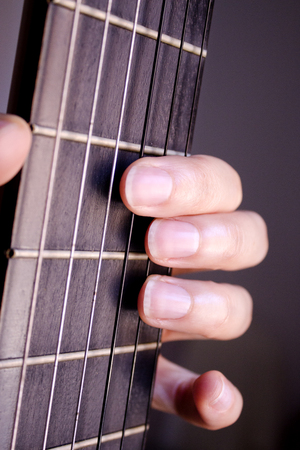 Part of musical instrument with strings. Spanish guitar