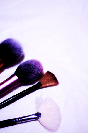 Set of brushes in different sizes for makeup. No people. Copy spaceの写真素材