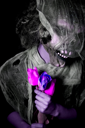 Person with the appearance of the living dead. Sensation of depression, darkness, addictions.の写真素材