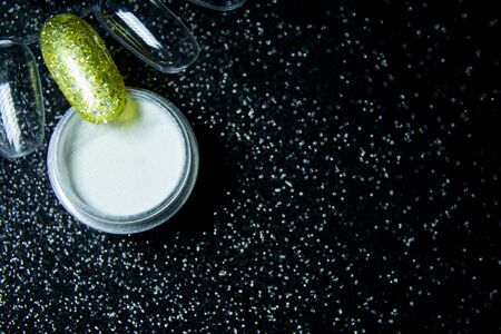 Acrylic nail decoration powder. No peopleの写真素材