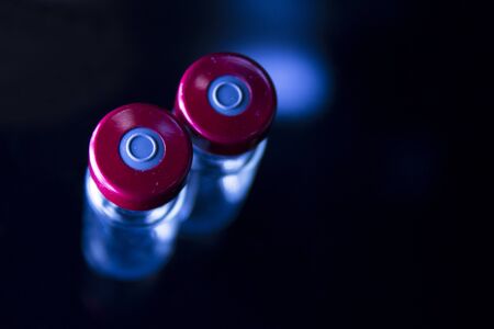 Vaccine vials against virus. Coronavirus Vaccine Studyの写真素材