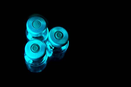 Vaccine vials against virus. Coronavirus Vaccine Studyの写真素材