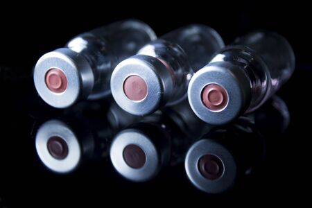 Vaccine vials against virus. Coronavirus Vaccine Studyの写真素材