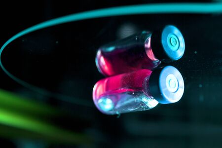 Vaccine vials against virus. Coronavirus Vaccine Studyの写真素材