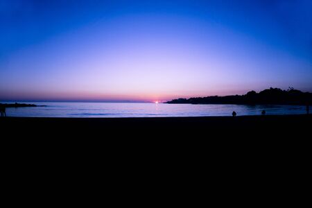 Beautiful sunset on the beach without people. Copy space