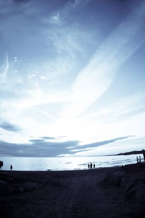 Beautiful sunset on the beach without people. Copy spaceの写真素材