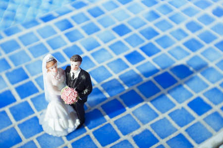 Standard figure of wedding couple on pool background. No peopleの写真素材