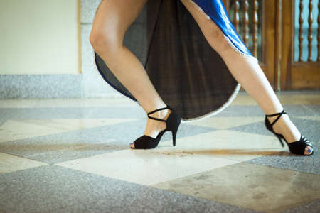 Dancing tango dancer. Posing. Copy space
