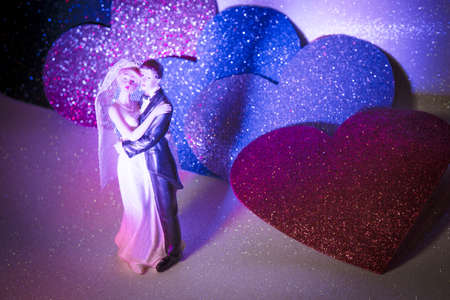 Newlyweds embraced bride and groom