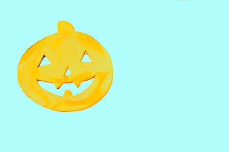 Pumpkin with face drawn for halloween.の写真素材