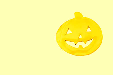 Pumpkin with face drawn for halloween.の写真素材
