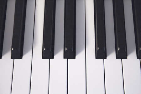 Part of the keyboard of a piano in white color. No peopleの写真素材