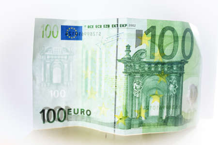 100 euros in official banknotes. No peopleの写真素材