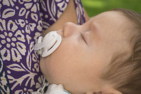 Portrait of baby boy two months oldの写真素材