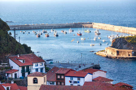 Cudillero port and village in Asturiasの写真素材