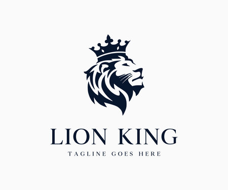 Luxury King Lion Logo Icon Vector Illustration Template Design Editable Resizableのイラスト素材