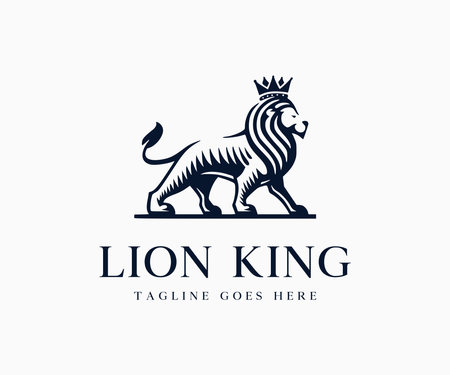 Luxury King Lion Logo Icon Vector Illustration Template Design Editable Resizableのイラスト素材