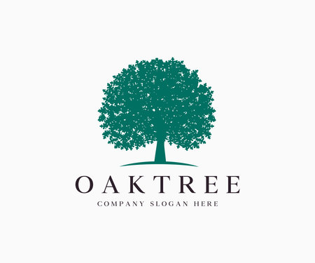 Oak Tree Silhouette Logo Icon Vector Illustration Template Design Editable Resizableのイラスト素材