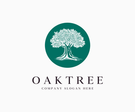 Oak Tree Silhouette Logo Icon Vector Illustration Template Design Editable Resizableのイラスト素材