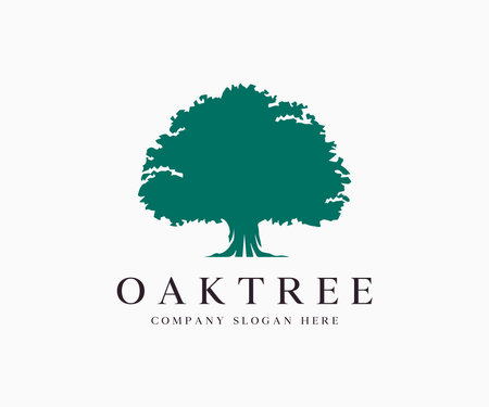 Oak Tree Silhouette Logo Icon Vector Illustration Template Design Editable Resizableのイラスト素材