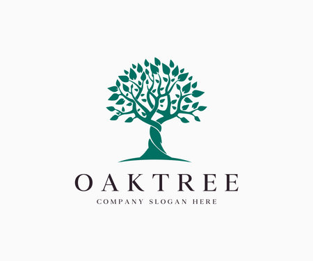 Oak Tree Silhouette Logo Icon Vector Illustration Template Design Editable Resizableのイラスト素材