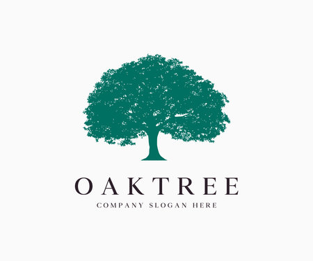 Oak Tree Silhouette Logo Icon Vector Illustration Template Design Editable Resizableのイラスト素材