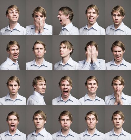 Twenty portraits of a man with different expressions Twenty portraits of a man with different expressions