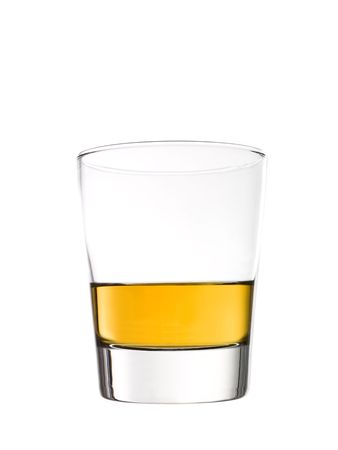 Glass of whisky isolated on white backgroundの写真素材