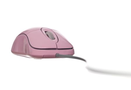 Pink Computer Mouse isolated on white backgroundの写真素材