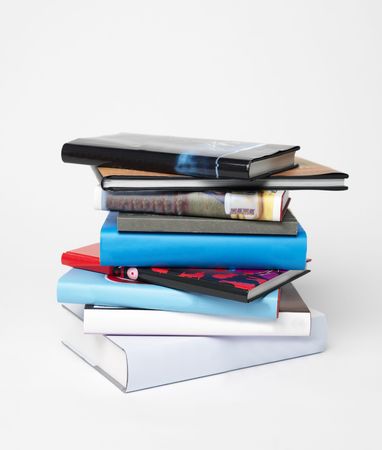 Pile of books isolated on white background