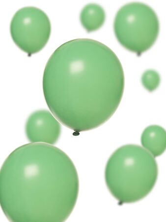 Green balloons isolated on white backgroundの写真素材