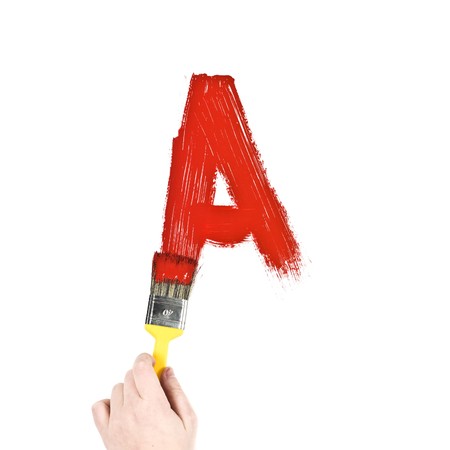 Painting Letter A on white backgroundの写真素材