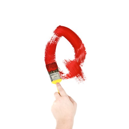 Painting Letter Q on white backgroundの写真素材