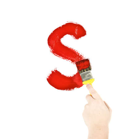 Painting Letter S on white backgroundの写真素材