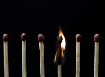 Group of Matches on black backgroundの写真素材