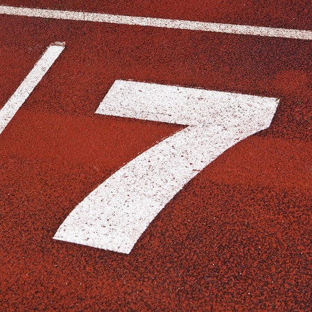 Close up of number seven on a running-trackの写真素材
