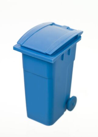 Blue Recycling Bin isolated on white backgroundの写真素材