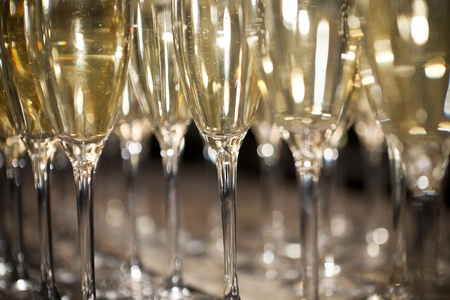 Close up of glasses with Sparkling Champagneの写真素材