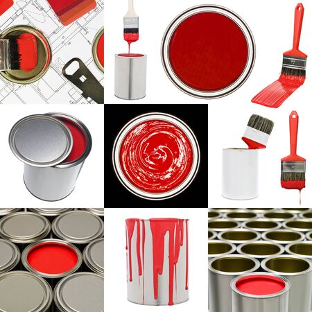Collage of Red painting objectsの写真素材