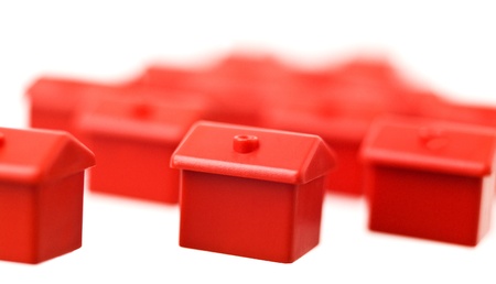Group of Red Toy Hous on white backgroundの写真素材