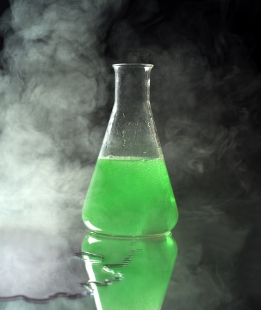Laboratory Glass with green liquidの写真素材