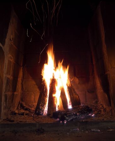 Close up of a fireplaceのeditorial素材