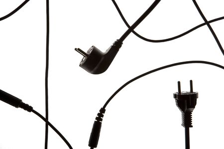 Power Lines isolated on white backgroundの写真素材