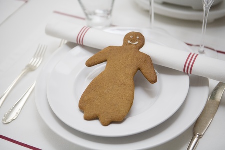 Gingerbread Figure as decoration on a tableの写真素材