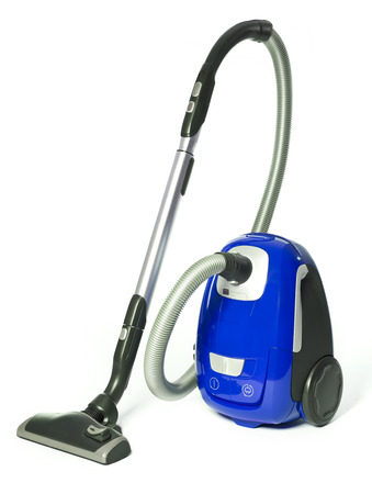 Blue Vacuum Cleaner isolated on white backgroundの写真素材
