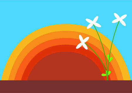 Sunset in the gardenのイラスト素材