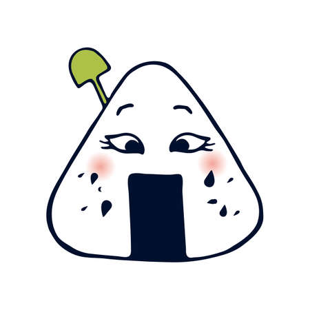 Yanonian onigiri, rolls and sushi. Emotional vector food with fish and riceのイラスト素材