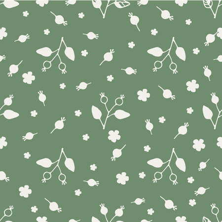 Vector set of flowers, roses, leaves. Seamless repeating color pattern on a white background.のイラスト素材