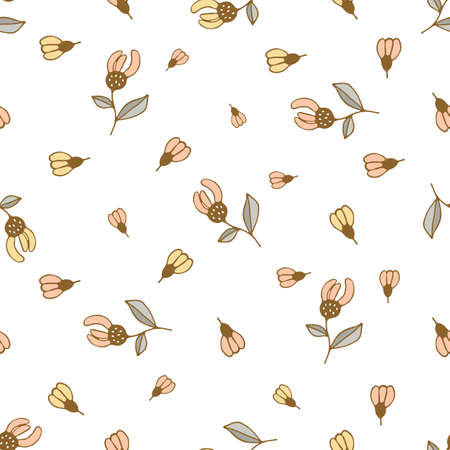 Modern floral pattern, large flowers, and butterflies. Seamless pattern. Modern design for paper, cover, fabric, decor, print. On an isolated white background pastel colorsのイラスト素材