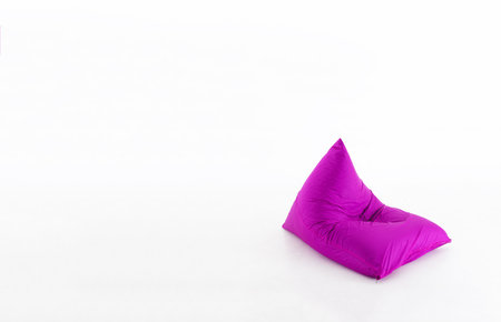 Purple pillow isolated on white background with copy space for text.の写真素材